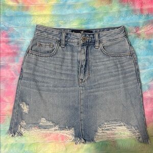Hollister Ultra High Rise Distressed Denim Skirt